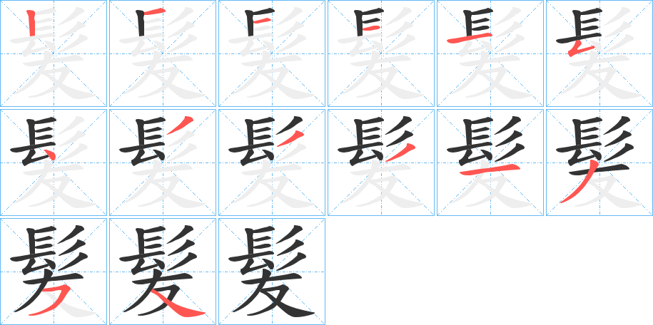 髪的笔顺分步图示