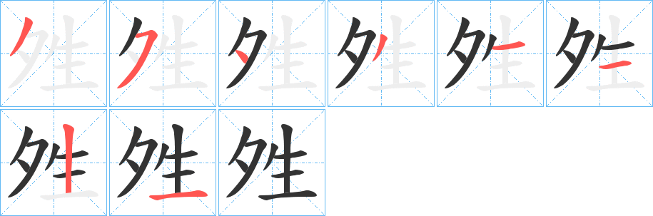 夝的笔顺分步图示