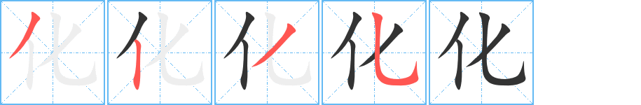 化的笔顺分步图示